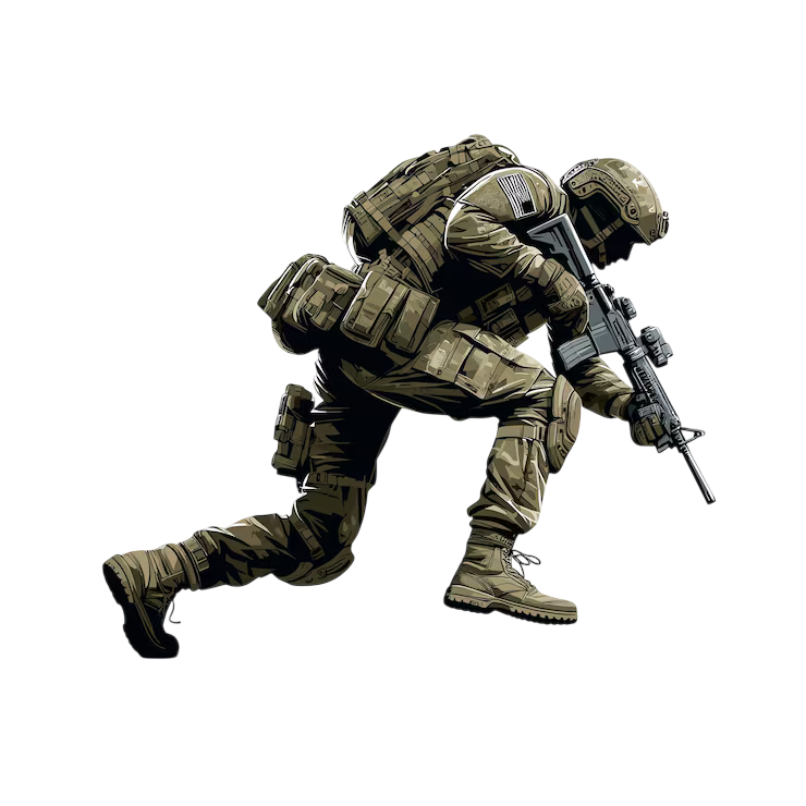 soldier with gun his hand army man standing dynamic pose vector illustration 851674 84800 photoroom